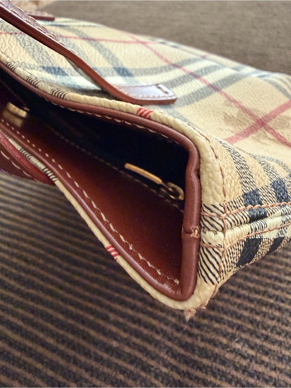 Burberry Nova Check Haymarket Coated Canvas Small Tote Bag L8.5 in x 7.5 in x4in - Picture 9 of 10